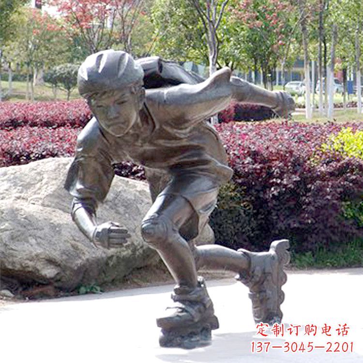 太原精致童话,铜雕刻儿童滑旱冰园人物情景