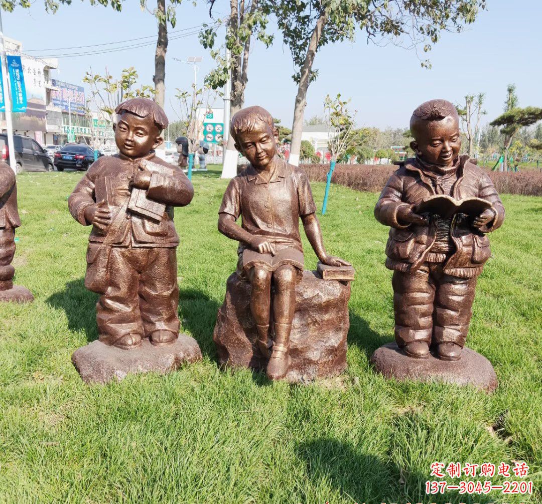 太原优质铜雕 儿童看书人物