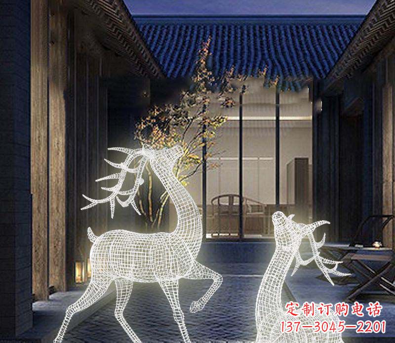 太原发光镂空梅花鹿景观雕塑