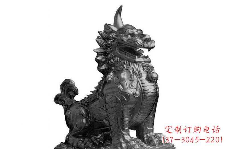 太原独角兽铜雕塑,精美细腻传统工艺