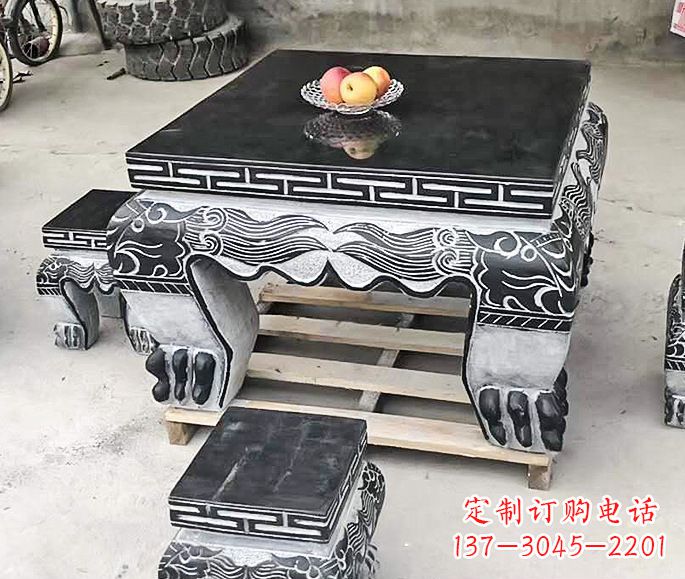 太原中领雕塑方形仿古石桌凳