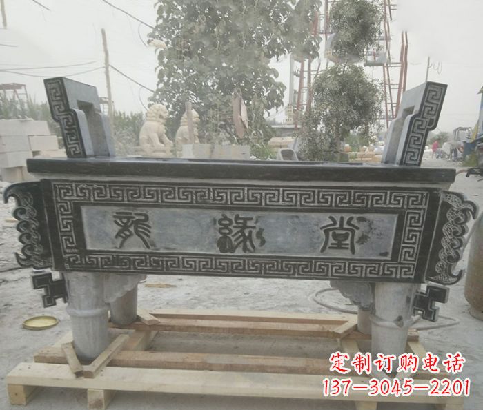 太原方形四足香炉石雕艺术品