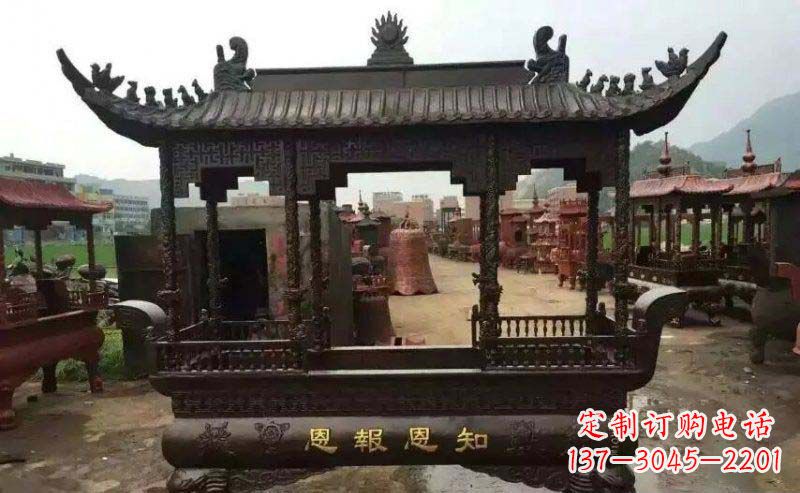 太原精美方形寺庙铜香炉雕塑