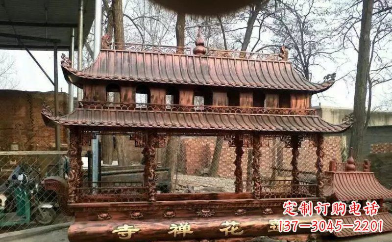 太原方形寺庙香炉铜雕