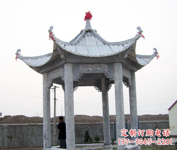 太原仿古六角石凉亭雕塑