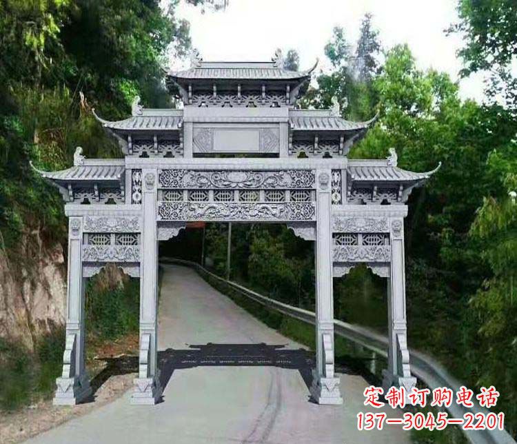 太原仿古三门牌坊石雕