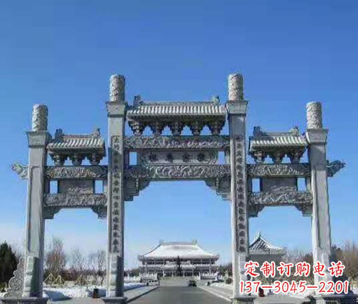 太原领雕仿古三门石牌坊