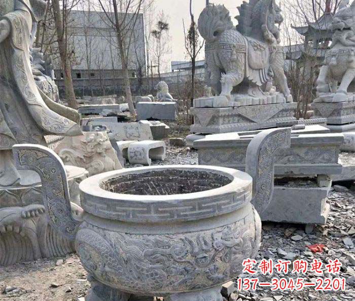 太原仿古三足香炉石雕_1