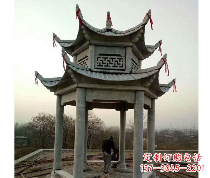 太原仿古双层石雕凉亭