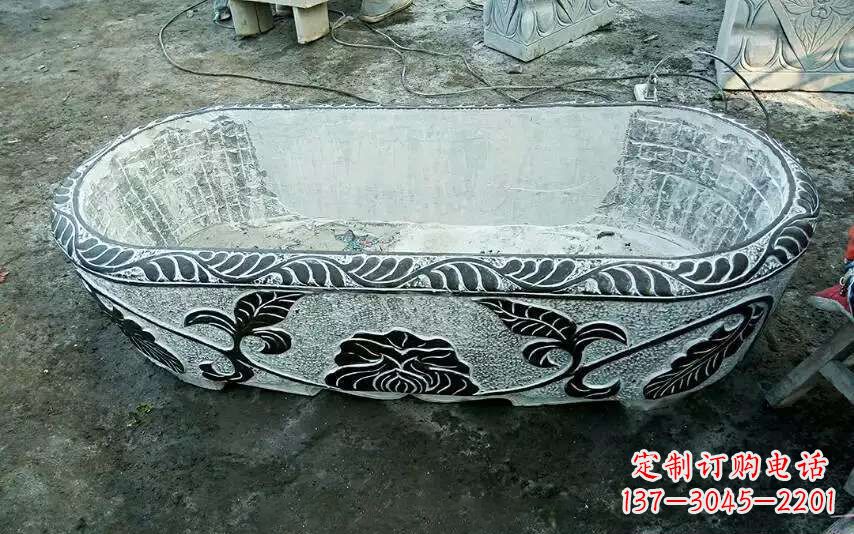 太原风格独特的仿古石头水缸雕塑