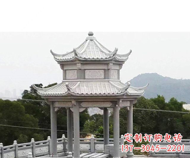 太原仿古双层石雕凉亭