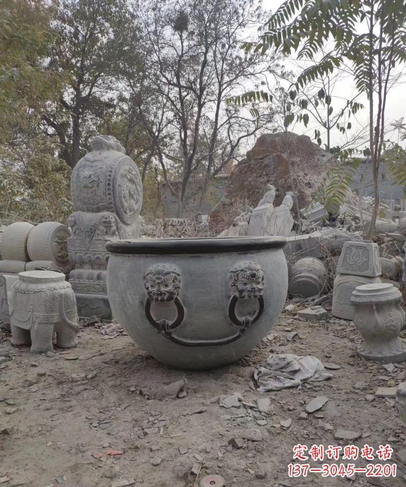 太原仿古鱼缸雕塑园林景观水缸石雕