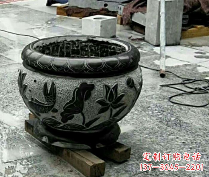 太原仿古招财水缸石雕 (2)