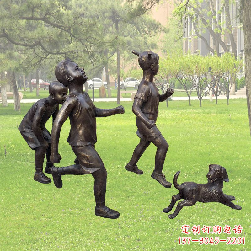 太原仿铜跑步小孩雕塑