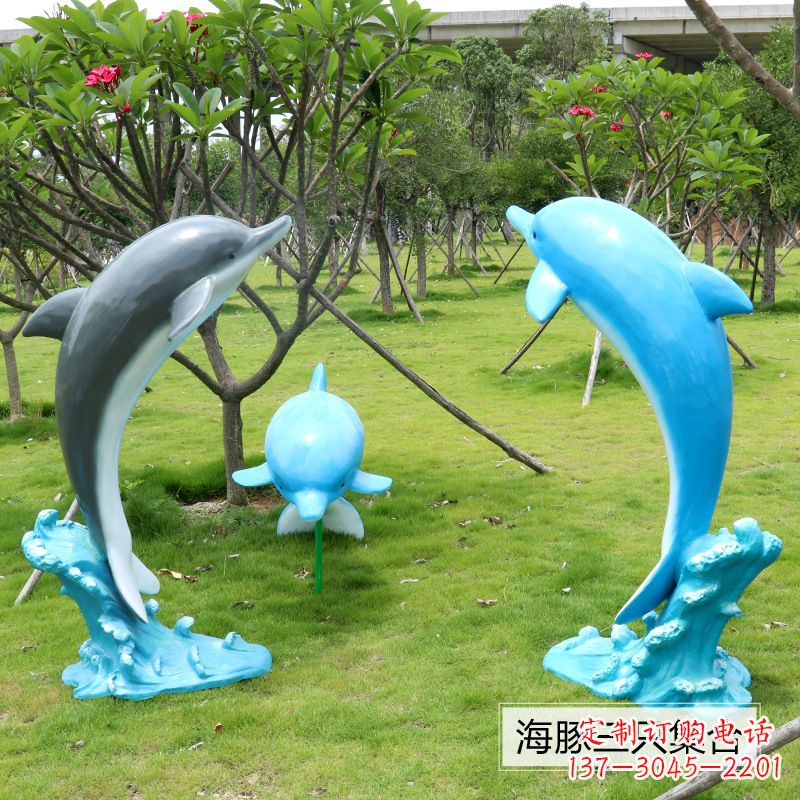 太原精致仿真玻璃钢海豚雕塑