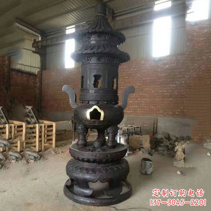 太原花卉盘状高层圆形铜香炉雕塑