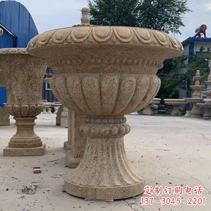 太原优雅高墩欧式石雕花盆