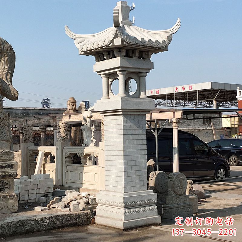 太原高墩中式石雕灯笼美观厚重的传统中国风雕塑