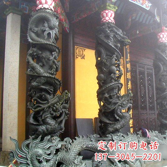 太原高浮雕龙柱铜雕塑