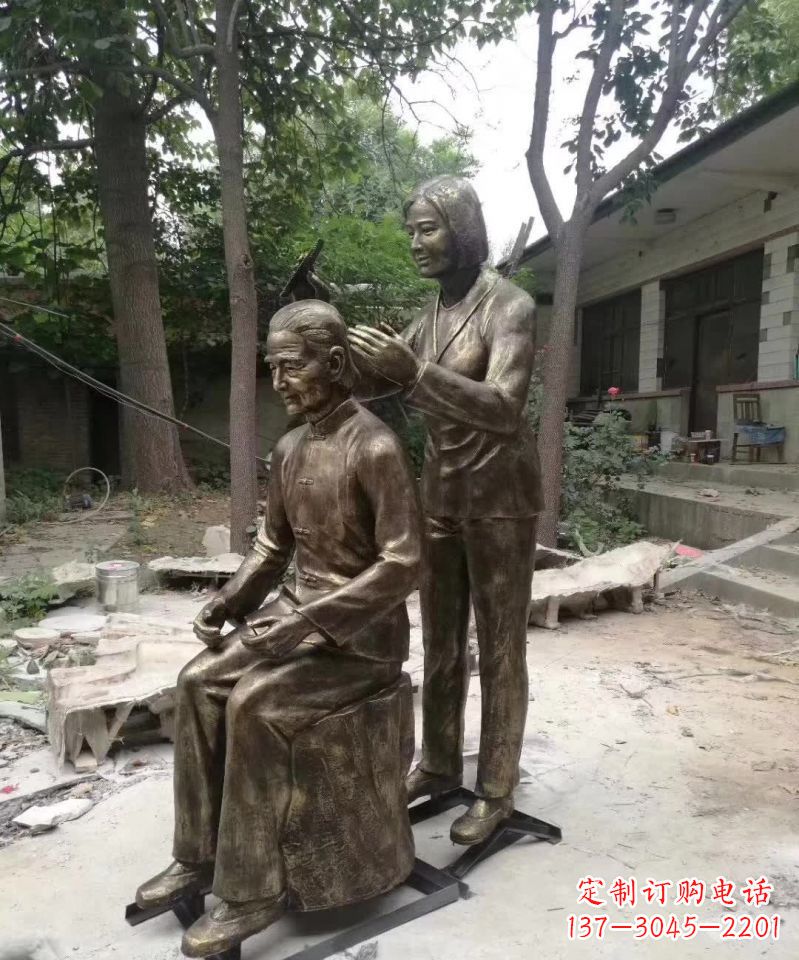 太原产品名称纪念母亲的梳头人物铜雕