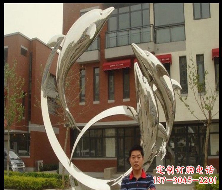 太原精细不锈钢海豚雕塑