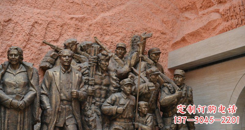 太原公园白求恩与八路军景观铜雕