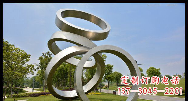 太原铭记匠心的不锈钢折叠圆环景观雕塑
