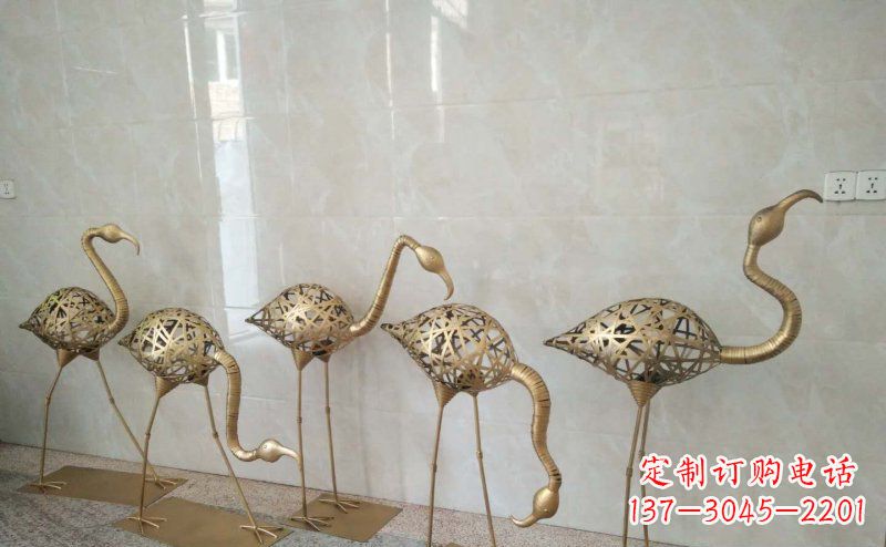 太原不锈钢抽象火烈鸟动物雕塑