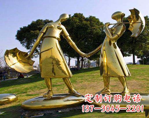 太原长伴相守,情缘两生——不锈钢抽象情侣雕塑