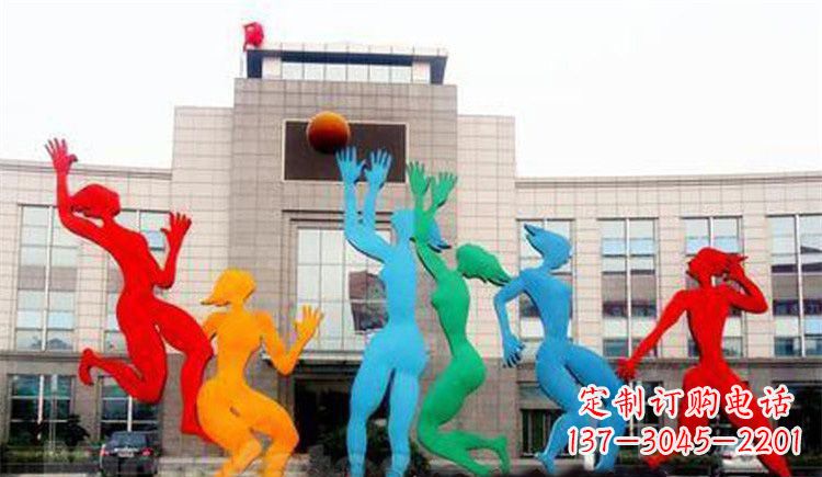 太原激情运动的写照不锈钢女孩打篮球雕塑