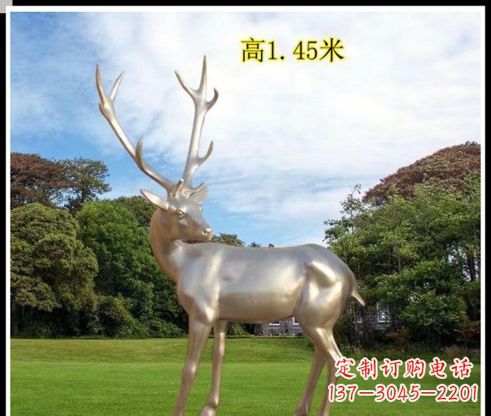 太原高端室外不锈钢巨型动物鹿雕塑