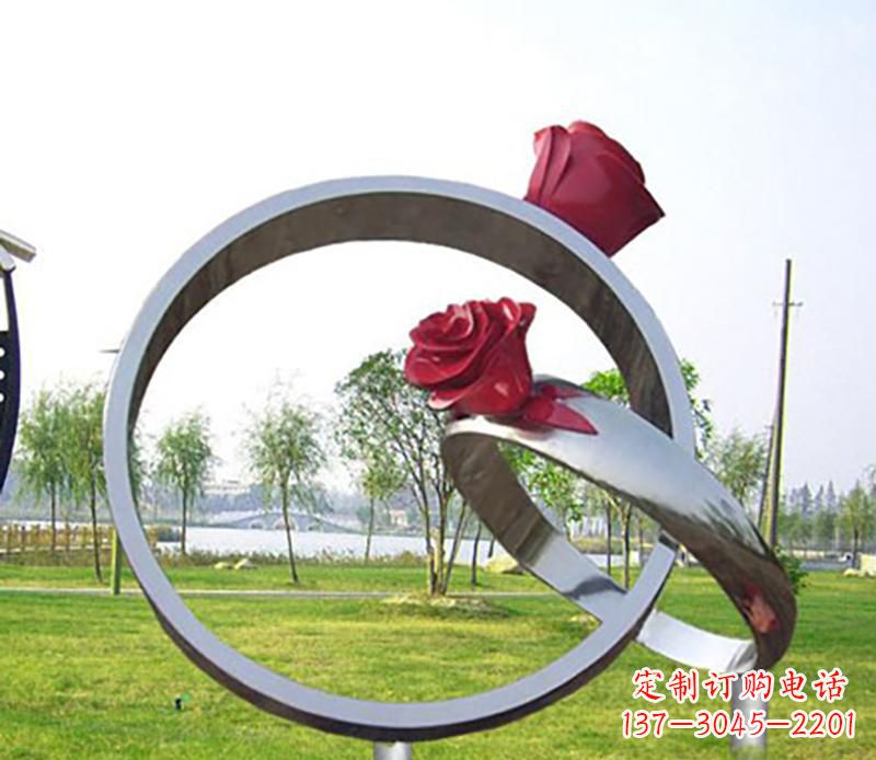 太原不锈钢景观婚戒雕塑