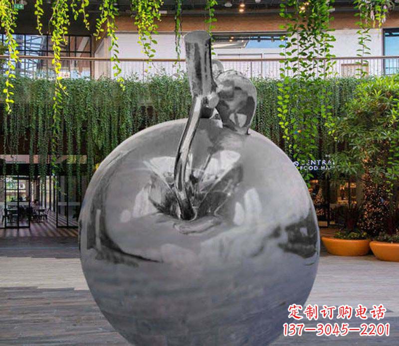 太原公园时尚不锈钢镜面苹果雕塑