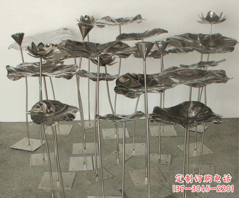 太原精美装饰不锈钢莲叶雕塑