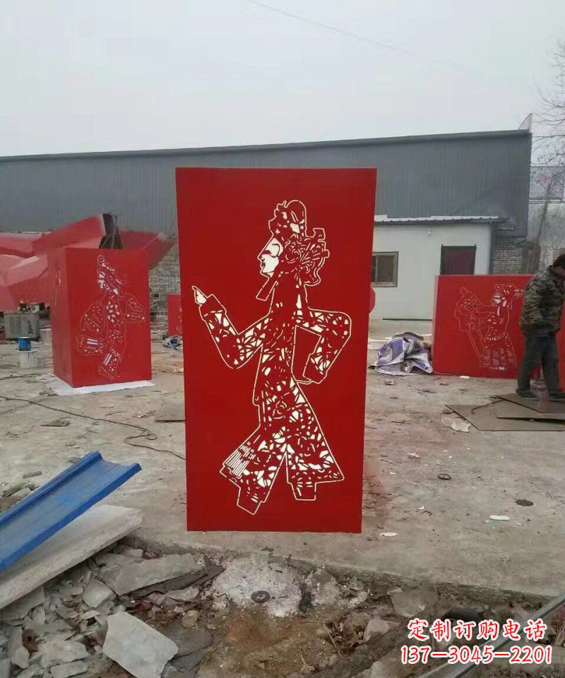 太原不锈钢灯罩皮影戏人物雕塑