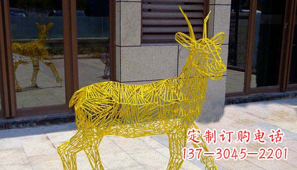 太原梦幻般的不锈钢小鹿大理石塑像