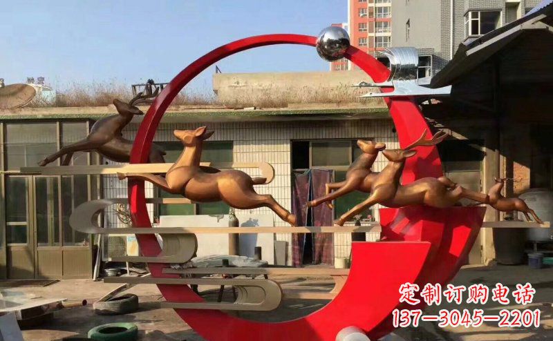 太原梅花鹿不锈钢雕塑引人瞩目的审美观赏