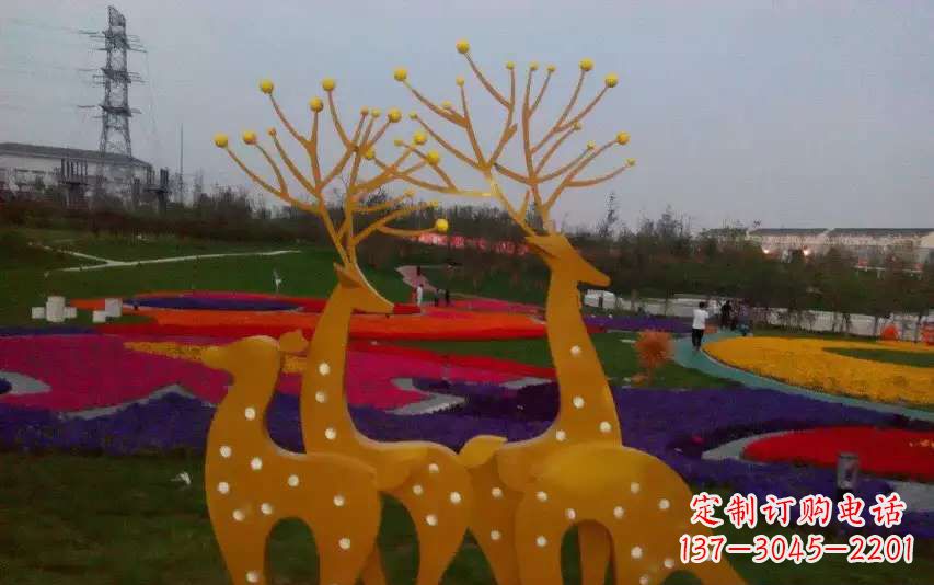 太原不锈钢美陈动物鹿雕塑