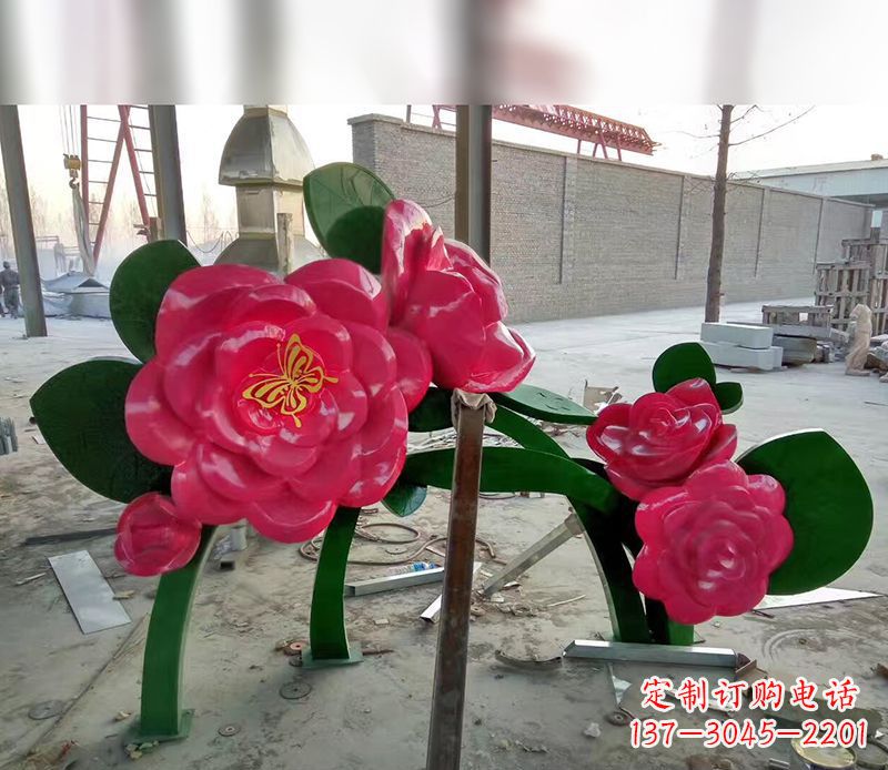 太原中领雕塑花朵般精美的不锈钢牡丹雕塑