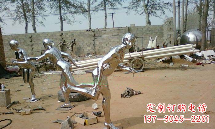 太原精致美丽的不锈钢跑步女孩雕塑