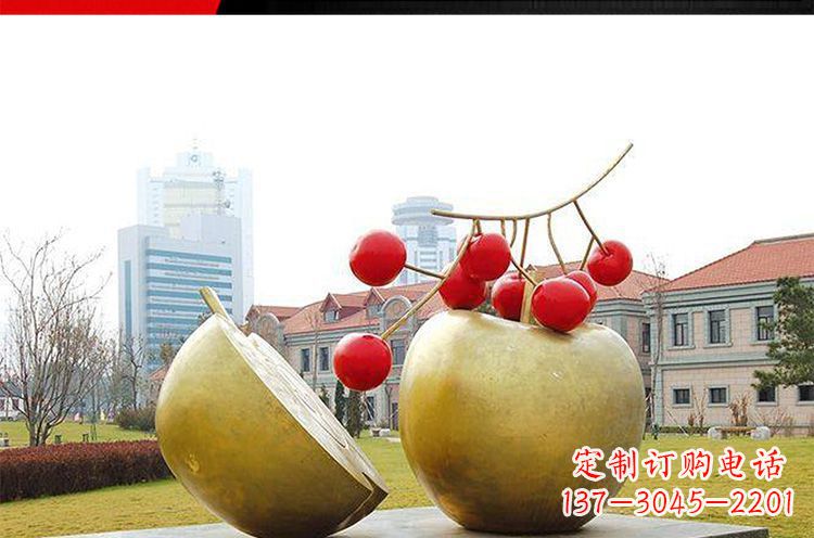 太原公园不锈钢苹果樱桃雕塑