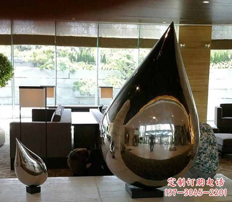 太原公园不锈钢水滴球景观雕塑