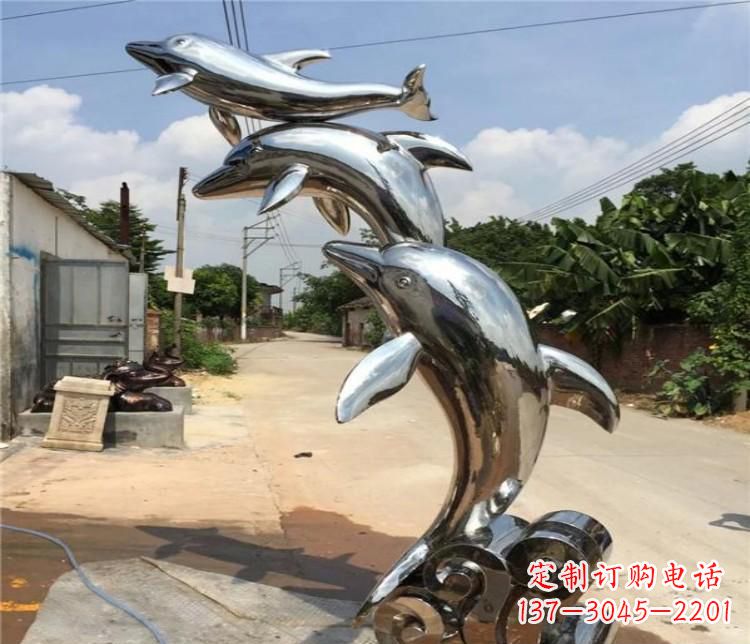 太原冲浪海豚不锈钢雕塑