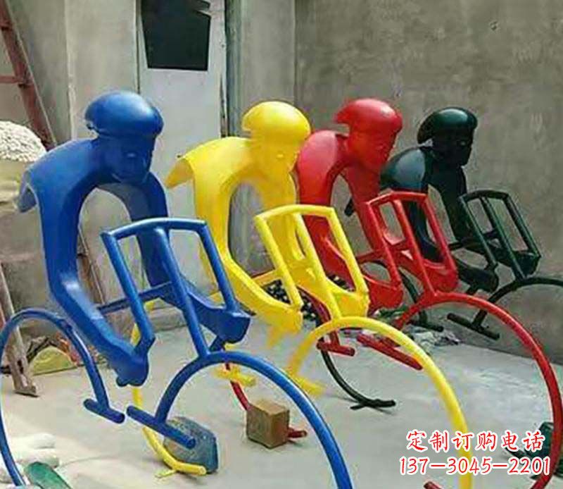 太原不锈钢自行车运动人物景观雕塑