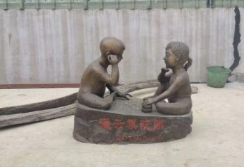 太原精美儿童下棋铜雕