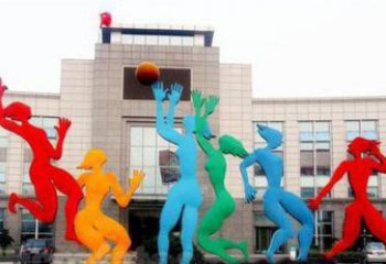 太原激情运动的写照不锈钢女孩打篮球雕塑