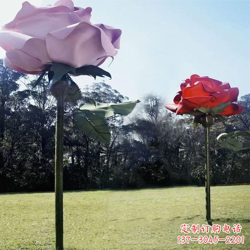 太原精美不锈钢雕刻玫瑰花雕塑