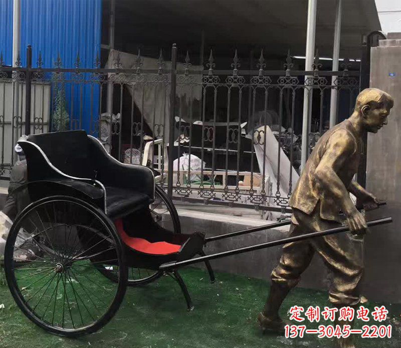 太原欣赏精美的手工雕刻车夫青铜雕塑
