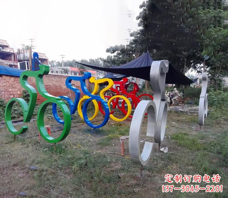 太原抽象不锈钢自行车雕塑