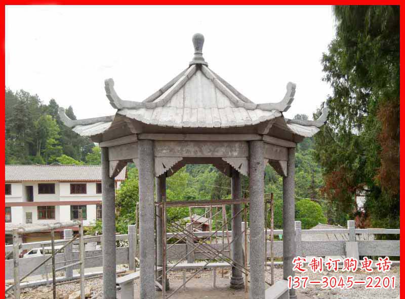 太原精美大理石六角石凉亭雕塑